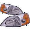 For 01-03 Honda Civic Headlights HO2502116 HO2503116 Halogen Chrome Sedan/HYBRID