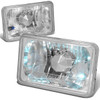 H4656 4x6 Square Chrome Housing Headlights - with H4 Bulbs
