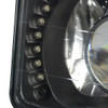 H4656 4x6 Square Black Housing Projector Headlights - with H4 Bulbs+LED Lights