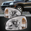 For 03-06 Hyundai Santa Fe Base GLX GS Halogen Pair Headlights Chrome
