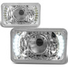 H4656 4x6 Square Chrome Housing Projector Headlights - with H4 Bulbs+LED Lights