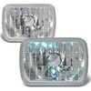 H6014 7x6 Square Chrome Housing Headlights - with H4 Bulbs