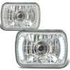 H6014 7x6 Square Chrome Housing Projector Headlights - with H4 Bulbs+LED Lights