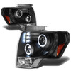 09-14 Ford F150 LED Halo-Ring Projector Headlights - Black Housing Amber Corner