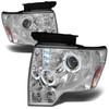 09-14 Ford F150 LED Halo-Ring Projector Headlights - Chrome Housing Amber Corner