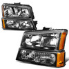 03-07 Chevy Silverado Avalanche Headlights+Bumper Lamp - Black Housing Amber Corner