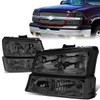03-07 Chevy Silverado Avalanche Headlights+Bumper Lamp - Smoked Housing Clear Corner