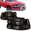 99-02 Chevy Silverado 1500 2500HD 3500 Suburban Tahoe Headlights - Smoked Housing Clear Corner