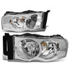 02-05 Dodge Ram 1500 2500 3500 Headlights - Chrome Housing Clear Corner