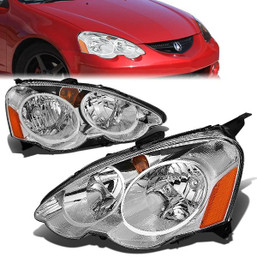 02-04 Acura RSX Headlights - Chrome Housing Amber Corner