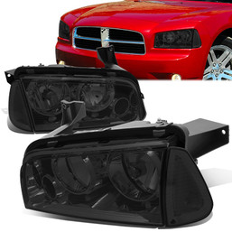 06-10 Dodge Charger Headlights - Smoked Housing Clear Corner