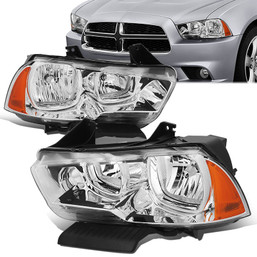 11-14 Dodge Charger Headlights - Chrome Housing Amber Corner