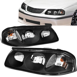 00-05 Chevy Impala Headlights - Black Housing Clear Corner