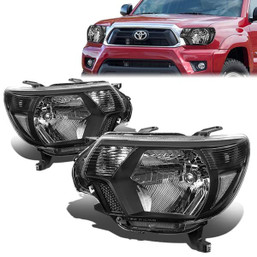 12-15 Toyota Tacoma Headlights - Black Housing Clear Corner