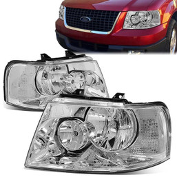 03-06 Ford Expedition Headlights - Chrome Housing Clear Corner