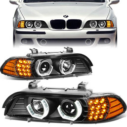 96-03 BMW E39 525i 528i 530i 540i M5 LED U-Halo Projector Headlights - Black