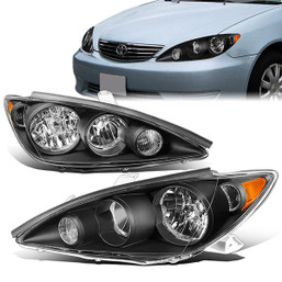 05-06 Toyota Camry Headlights - Black Housing Amber Corner