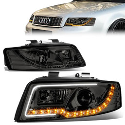 02-05 Audi A4/S4 B6 Quattro LED DRL+Turn Signal Projector Headlights - Smoked