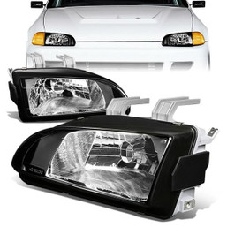 92-95 Honda Civic EG/EH/EJ Headlights - Black Housing - 2-Pieces