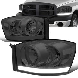 06-09 Dodge RAM 1500 2500 3500 LED DRL Headlights - Smoked Housing Clear Corner
