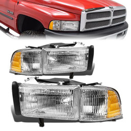 94-02 Dodge Ram 1500 2500 3500 Headlights+Corner Lamps - Chrome Housing