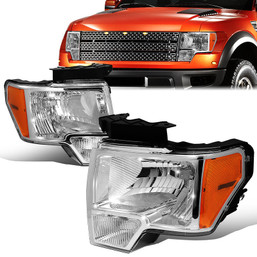 09-14 Ford F150 Headlights - Chrome Housing Amber Corner