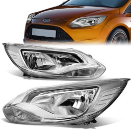 12-14 Ford Focus Headlights - Chrome Housing Clear Corner