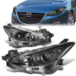 14-17 Mazda 3 Projector Headlights - Black Housing Clear Corner