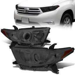 11-13 Toyota Highlander Projector Headlights - Smoked Housing Amber Corner