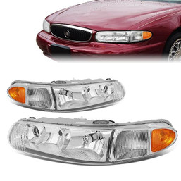 97-05 Buick Century Regal Headlights - Chrome Housing Amber Corner