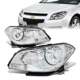 08-12 Chevy Malibu Headlights - Chrome Housing Clear Corner