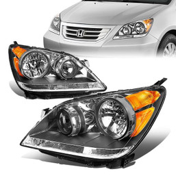 08-10 Honda Odyssey Headlights - Black Housing Amber Corner