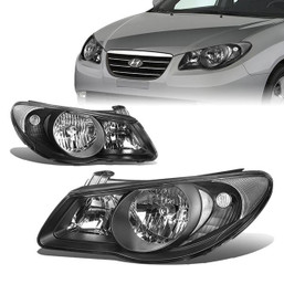 07-09 Hyundai Elantra Headlights - Black Housing Clear Corner