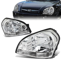 05-09 Hyundai Tucscon Headlights - Chrome Housing Clear Corner