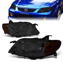 01-03 Mazda Protege Headlights - Smoked Housing Amber Corner