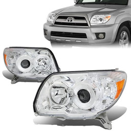 06-09 Toyota 4Runner Projector Headlights - Chrome Housing Amber Corner