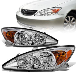 02-04 Toyota Camry Headlights - Chrome Housing Amber Corner