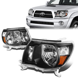 05-11 Toyota Tacoma Headlights - Black Housing Amber Corner