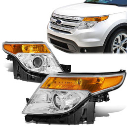 11-15 Ford Explorer Projector Headlights - Chrome Housing Amber Corner