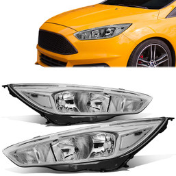 15-18 Ford Focus SE ST RS Headlights - Chrome Housing Clear Corner