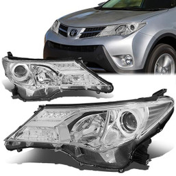 13-15 Toyota RAV4 Projector Headlights - Chrome Housing Clear Corner