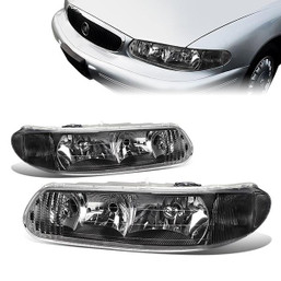 97-05 Buick Century Regal Headlights - Black Housing Clear Corner