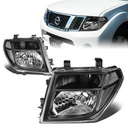 05-08 Nissan Frontier Pathfinder Headlights - Black Housing Clear Corner