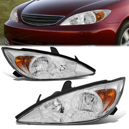 02-04 Toyota Camry Headlights - Chrome Housing Clear Corner