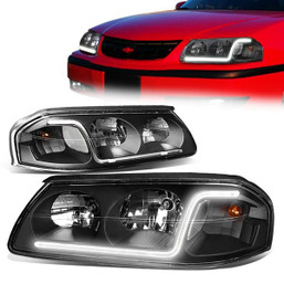 00-05 Chevy Impala LED DRL Headlights - Black Housing Clear Corner