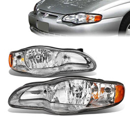 00-05 Chevy Monte Carlo Headlights - Chrome Housing Amber Corner
