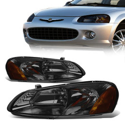 01-06 Dodge Stratus Sedan Chrysler Sebring Convertible Headlights - Smoked Housing Amber Corner