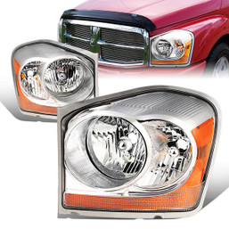 04-06 Dodge Durango Headlights - Chrome Housing Amber Corner