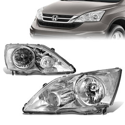 07-11 Honda CR-V CRV Headlights - Chrome Housing Clear Corner