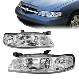 00-01 Nissan Altima Headlights - Chrome Housing Clear Corner